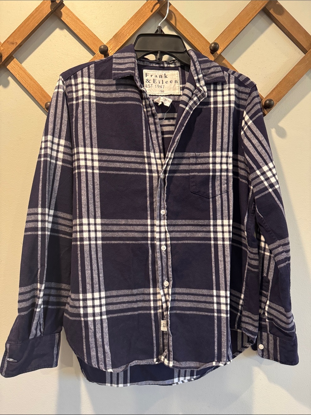 Frank & Eileen Navy and White Plaid Button-Down Shirt